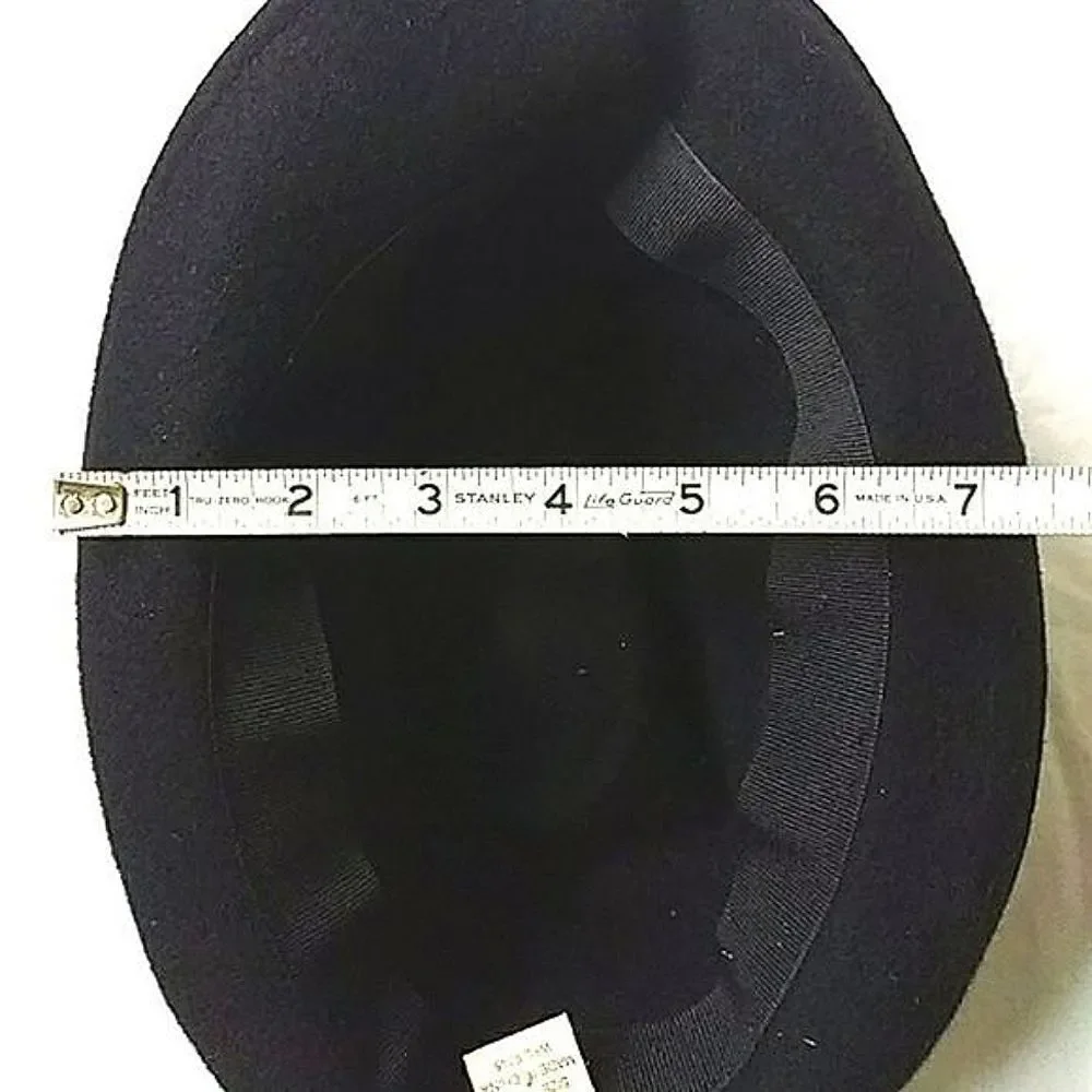 Vintage 100% Black Wool Fedora Hat
